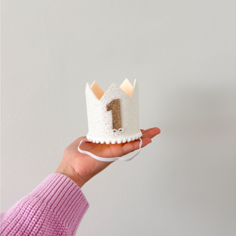 Sparkling White Birthday Crown for Kids